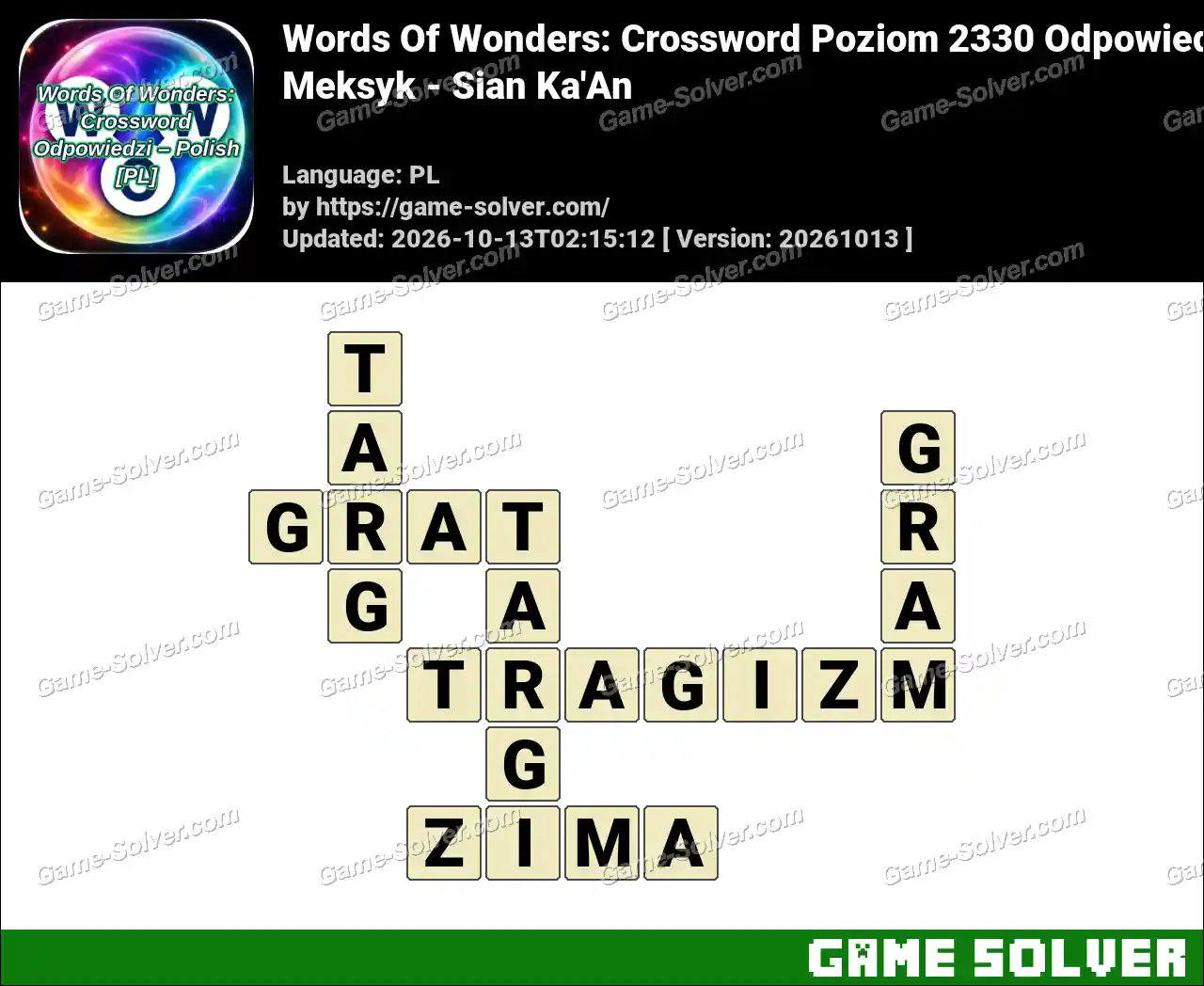 Words Of Wonders: Crossword Poziom 2330 Odpowiedzi – Meksyk – Sian Ka’An